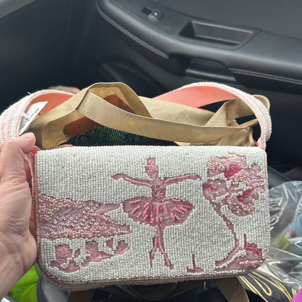 Beaded Ballerina Bag in Pink and White